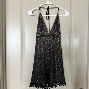 Gianni Bini Black Lace Halter Mini Dress